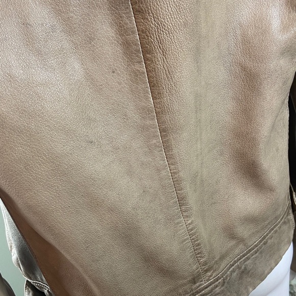 Lucky Brand Light Brown Tan Motorcycle Moto Biker Real Leather Jacket Large L - Picture 12 of 15